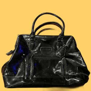 Longchamp Légende Black Patent Leather Large Handbag Tote Doctor bag